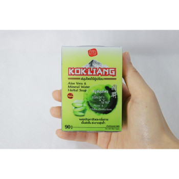 KOKLIANG ALOE VERA & MINERAL WATER HERBAL SOAP 90 G/ЛЕЧЕБНОЕ МЫЛО ДЛЯ ПРОБЛЕМНОЙ КОЖИ И БОРЬБЫ С ПОСТАКНЕ, ПИГМЕНТНЫМИ ПЯТНАМИ, МОРЩИНКАМИ ALOE VERA &