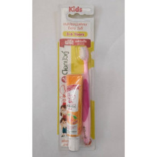 Toothpaste set for children, orange scent 20 g and toothbrush for children 3-6 years old, twin lotus/Набор зубной пасты для детей, аромат апельсина 20 г и зубная щетка для детей 3-6 лет, твин лотос