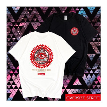 Футболка оверсайз с коротким рукавом. Трафаретный рисунок глаз 1 шт./Short sleeve oversized t-shirt. Screen-printed eye pattern 1 pc.