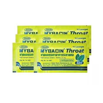 Пищевая добавка для горла со вкусом мяты, Mybacin Throat (набор из 6 шт.)/Cough Relief Mint Flavor 10 Tablets Mybacin Throat (Set 6 Pcs.)