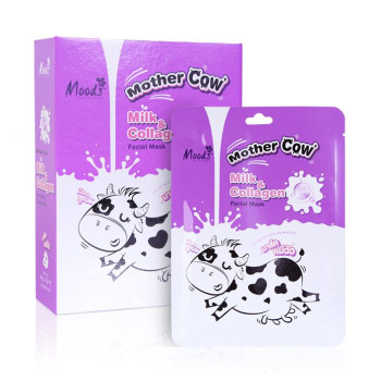 Mother Cow Milk & Collagen Facial Mask 38 ml ., Pack 10 Pcs., Moods/РАЗГЛАЖИВАЮЩАЯ ТКАНЕВАЯ МАСКА ДЛЯ ЛИЦА МОЛОКО И КОЛЛАГЕН 38ML., в упаковке 10 шт., Moods