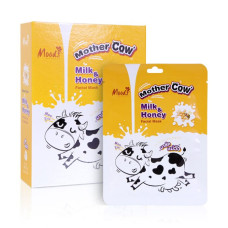 Mother Cow Milk & Honey facial Mask 38 ml.Pack 10 Pcs.,Moods/Тканевая маска для лица мгновенного действия Молоко c Медом Коровка Мама 10 мл.Упаковка 10 шт.,Moods