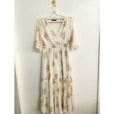 Длинное белое платье с цветочным принтом,1 шт размер М/Long white floral dress, size M