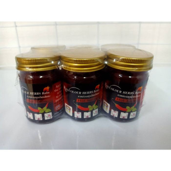 Травяной бальзам красного цвета 50 г. набор,  Hot balm/Red Colour Herb Balm 50 g. Hot balm (Set 6 Pcs.)