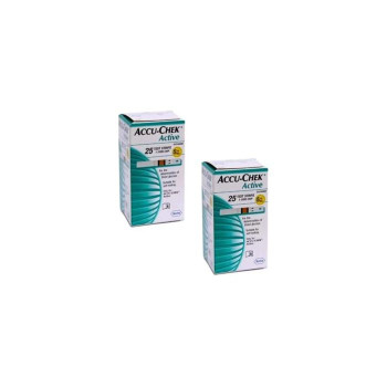 Тест-полоски AccuChek Active, тест-полоски для активной глюкозы (25 штук в коробке), 2 коробки