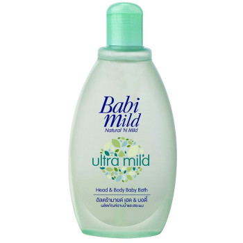 Детская пена для ванн и шампунь 2-в-1 без слез Baby/Babi Mild Ultra Mild Head & Body Baby Bath 200ml.