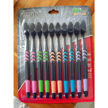 Угольные зубные щетки, разные цвета, 1 набор /Charcoal toothbrush, assorted color, set of 10 pieces