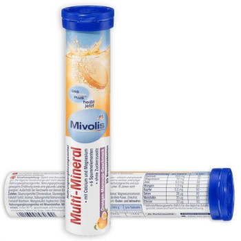пищевая добавка с витамином С, 82 г, Миволис/ Multi-Mineral Orangen Maracuja Geschmack 20 Pcs,Mivolis