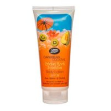 Лосьон для тела Cricket Rock Sunshine серии Caribbean Cocktail SPF15 с киви, орхидеей и дыней от Boots 200 мл / Boots Caribbean Cocktail Cricket Rock Sunshine Body Lotion SPF15 200 ml