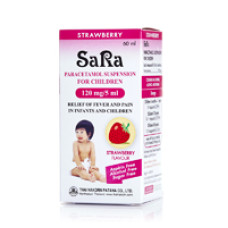 Детский жидкий парацетамол с клубничным вкусом от SaRa 60 мл / SaRa paracetamol suspension for children (strawberry flavour) 60 ml