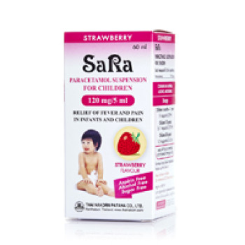 Детский жидкий парацетамол с клубничным вкусом от SaRa 60 мл / SaRa paracetamol suspension for children (strawberry flavour) 60 ml